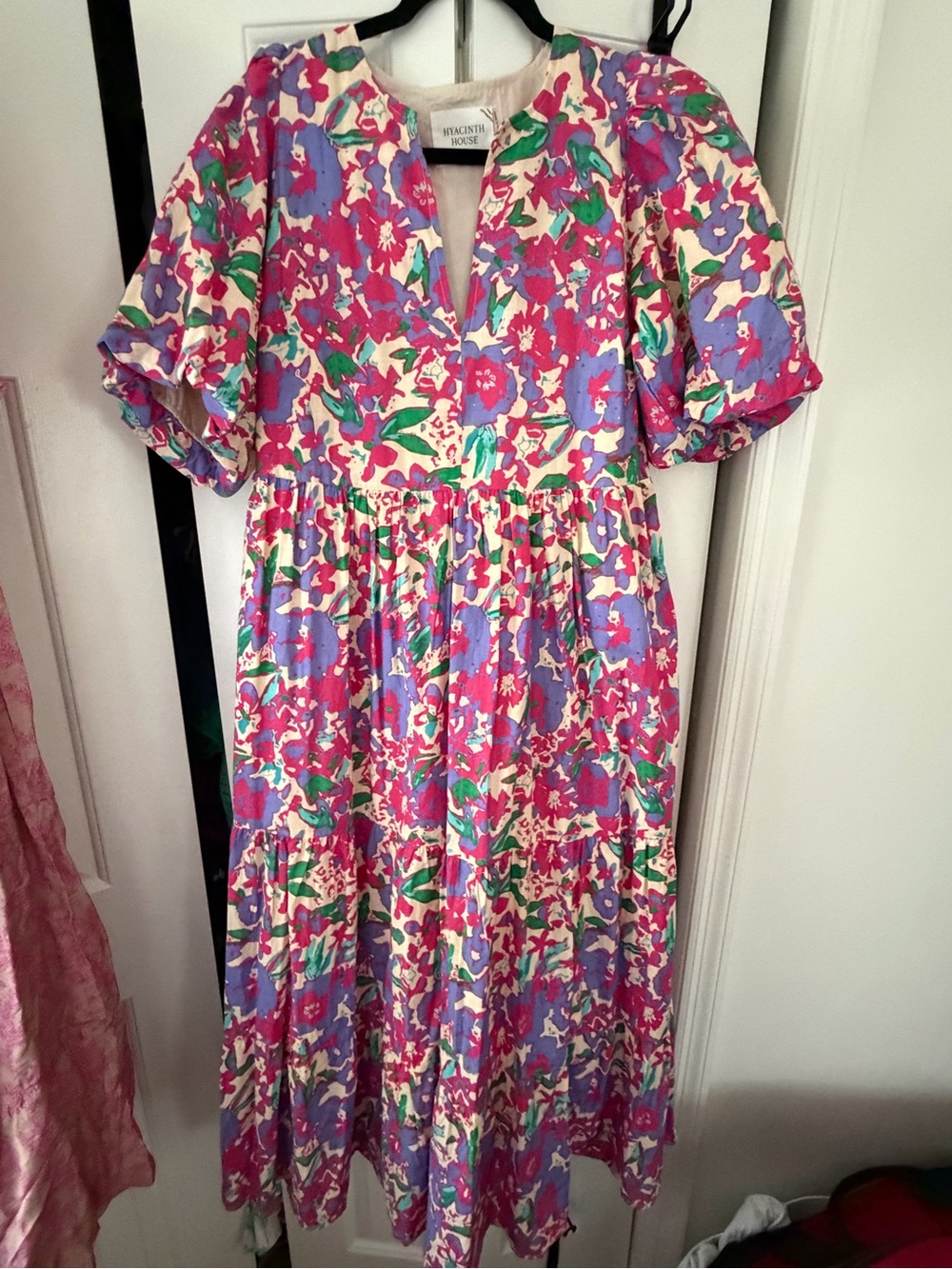 Hyacinth House size Medium Multicolor Floral Tiered Midi Dress